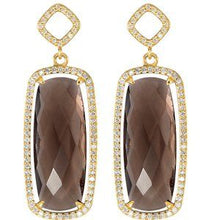 Load image into Gallery viewer, Smoky Quartz &amp; Diamond Halo-Style Earrings or Mounting
