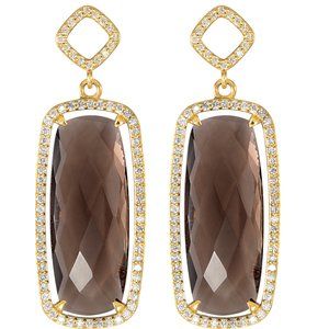 Smoky Quartz & Diamond Halo-Style Earrings or Mounting