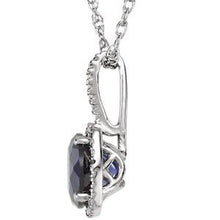 Load image into Gallery viewer, Sterling Silver 7 mm Lab-Grown Sapphire &amp; .015 CTW Diamond 18&quot; Necklace
