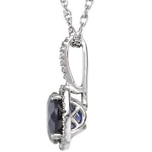 Sterling Silver 7 mm Lab-Grown Sapphire & .015 CTW Diamond 18" Necklace