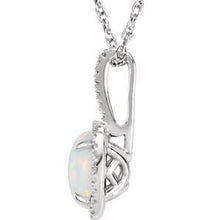Charger l&#39;image dans la galerie, Sterling Silver 7 mm Lab-Grown Opal &amp; .015 CTW Diamond 18&quot; Necklace
