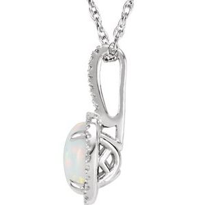 Sterling Silver 7 mm Lab-Grown Opal & .015 CTW Diamond 18" Necklace