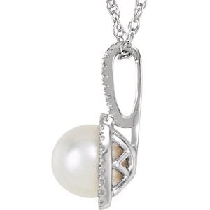 Sterling Silver 6.5-7 mm Freshwater Cultured Pearl & .015 CTW Diamond 18" Necklace