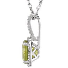 Charger l&#39;image dans la galerie, Sterling Silver 7 mm Peridot &amp; .015 CTW Diamond 18&quot; Necklace
