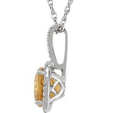 Load image into Gallery viewer, Sterling Silver 7 mm Citrine &amp; .015 CTW Diamond 18&quot; Necklace
