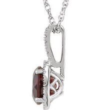 Charger l&#39;image dans la galerie, Sterling Silver 7 mm Mozambique Garnet &amp; .015 CTW Diamond 18&quot; Necklace
