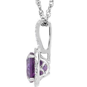 Sterling Silver Amethyst & .015 CTW Diamond 18" Necklace