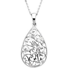 Load image into Gallery viewer, Sterling Silver 1.5 mm Round Cubic Zirconia Tear of Sympathy Pendant
