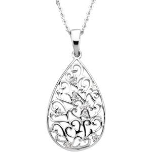 Sterling Silver 1.5 mm Round Cubic Zirconia Tear of Sympathy Pendant