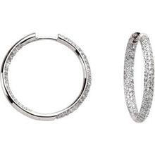 Load image into Gallery viewer, 18K White 1 CTW Diamond Inside-Outside Hinged 24 mm Hoop Earrings
