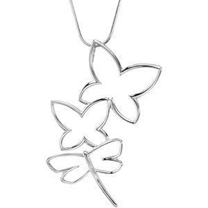 Sterling Silver Butterfly & Dragonfly Pendant