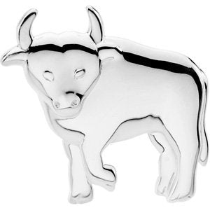 Sterling Silver 24.75x24.75 mm Bull Brooch