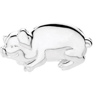 Sterling Silver 29.25x17.25 mm Pig Brooch