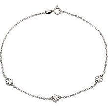 Load image into Gallery viewer, Sterling Silver 3 mm Flower 10&quot; Anklet
