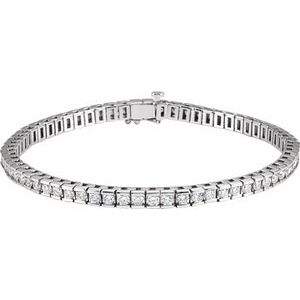 Bracelet 14K blanc 4 CTW Diamond Line 7.25 "