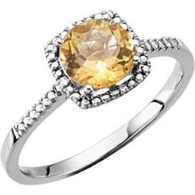 Load image into Gallery viewer, Sterling Silver Citrine &amp; .01 CTW Diamond Ring
