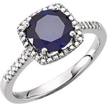 Charger l'image dans la galerie, Sterling Silver Created Blue Sapphire &amp; .01 CTW Diamond Ring
