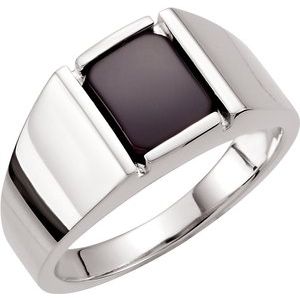 Sterling Silver Onyx Bezel-Set Ring