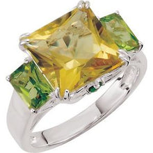 Load image into Gallery viewer, Lime Quartz, Peridot &amp; Chrome Diopside Ring
