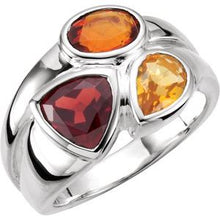Charger l'image dans la galerie, Sterling Silver Mozambique Garnet, Madeira Citrine, &amp; Citrine Ring Size 8
