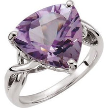 Charger l'image dans la galerie, Sterling Silver 14x14x14 mm Rose de France Quartz Ring Size 7
