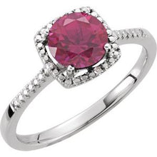 Load image into Gallery viewer, Sterling Silver Created Ruby &amp; .01 CTW Diamond Ring
