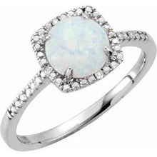 Charger l&#39;image dans la galerie, Sterling Silver Created Opal &amp; .01 CTW Diamond Ring
