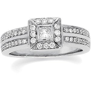 Bague de fiançailles en diamant blanc 1/2 CTW 14K