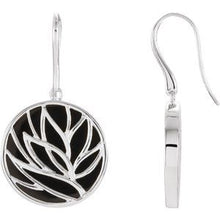 Load image into Gallery viewer, Sterling Silver Onyx Floral-Inspired Earrings

