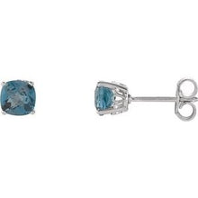 Load image into Gallery viewer, Sterling Silver 5x5 mm Cushion London Blue Topaz Scroll Setting¬Æ Earring
