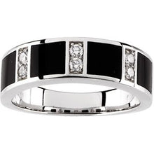 Load image into Gallery viewer, 14K White Onyx &amp; 1/4 CTW Diamond Band Size 11
