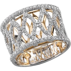 Jonc anniversaire diamant blanc et jaune 3/4 CTW 14K