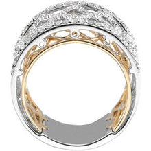 Charger l&#39;image dans la galerie, Jonc anniversaire diamant blanc et jaune 3/4 CTW 14K
