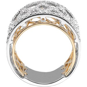 Jonc anniversaire diamant blanc et jaune 3/4 CTW 14K