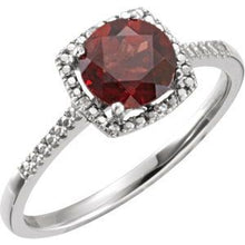 Load image into Gallery viewer, Sterling Silver Mozambique Garnet &amp; .01 CTW Diamond Ring
