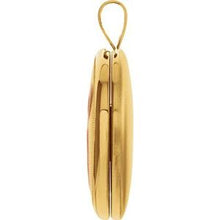 Load image into Gallery viewer, 14K Yellow Gold-Plated Sterling Silver 19.2x15 mm Oval Breast Cancer Awareness Locket
