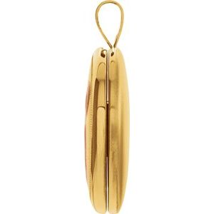 14K Yellow Gold-Plated Sterling Silver 19.2x15 mm Oval Breast Cancer Awareness Locket