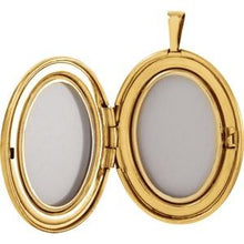 Load image into Gallery viewer, 14K Yellow Gold-Plated Sterling Silver 26x20 mm Oval Breast Cancer Awareness Locket
