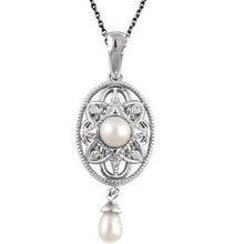 Charger l&#39;image dans la galerie, Sterling Silver White Freshwater Cultured Pearl &amp; .025 CTW Diamond 18&quot; Necklace
