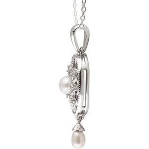 Granulated Filigree Pearl Necklace 