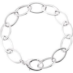 Sterling Silver 11.2 mm Oval Link 8" Bracelet