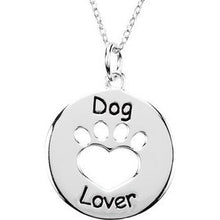 Load image into Gallery viewer, Sterling Silver Heart U Back‚Ñ¢ Dog Lover Paw 18&quot; Necklace

