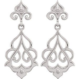 Sterling Silver Decorative Dangle Earrings
