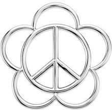 Load image into Gallery viewer, Sterling Silver 40.25x39 mm Floral-Inspired Peace Sign Pendant
