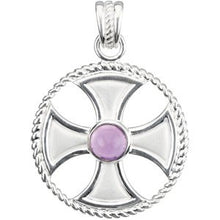 Load image into Gallery viewer, Sterling Silver Amethyst Rope Maltese Cross Pendant
