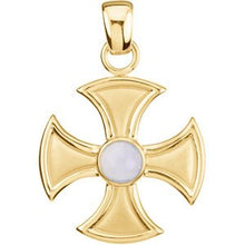 Load image into Gallery viewer, Sterling Silver Chalcedony Maltese Cross Pendant
