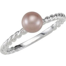 Load image into Gallery viewer, Sterling Silver Rope Ring for Pearl Size 7
