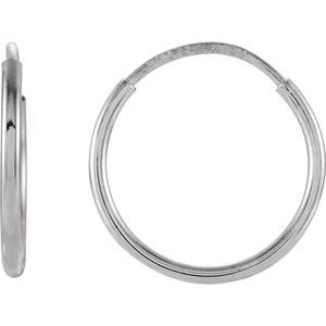 14K White 12 mm Endless Hoop Earrings