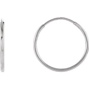 14K White 15 mm Endless Hoop Earrings