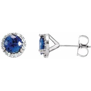 14K X1 White Blue Sapphire & 1/6 CTW Diamond Earrings